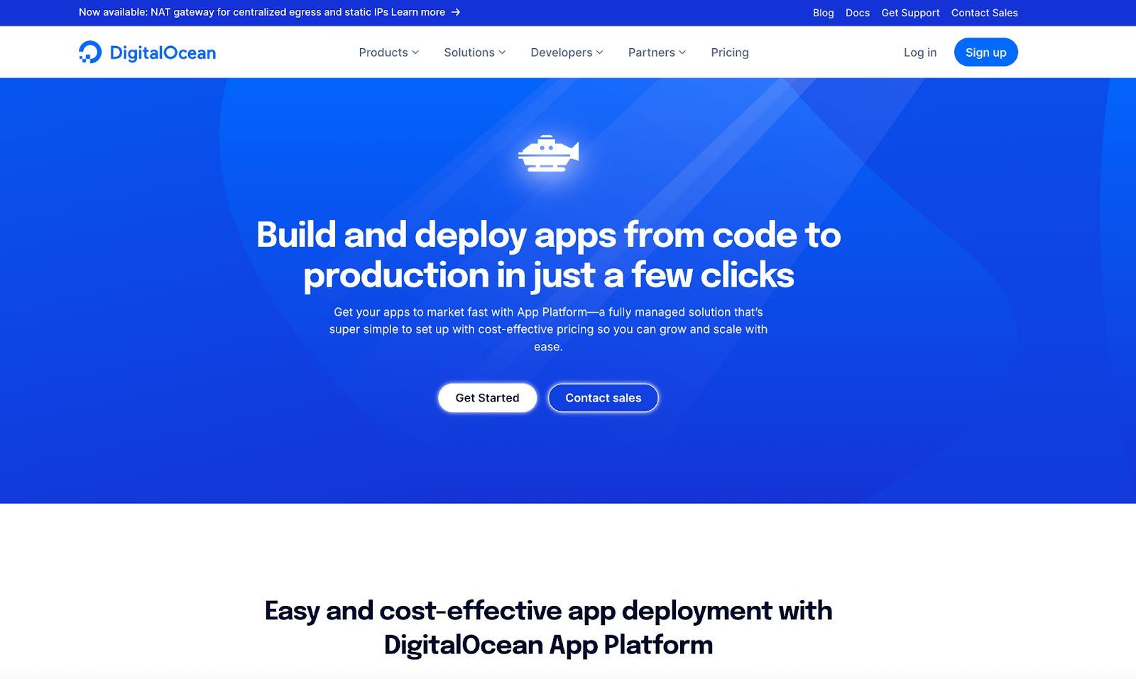 DigitalOcean App Platform homepage